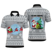 Load image into Gallery viewer, Grey Christmas Mens Golf Polo Shirts With Reindeer & Santa Custom Golf Tops For Men Golfing Gifts LDT0582