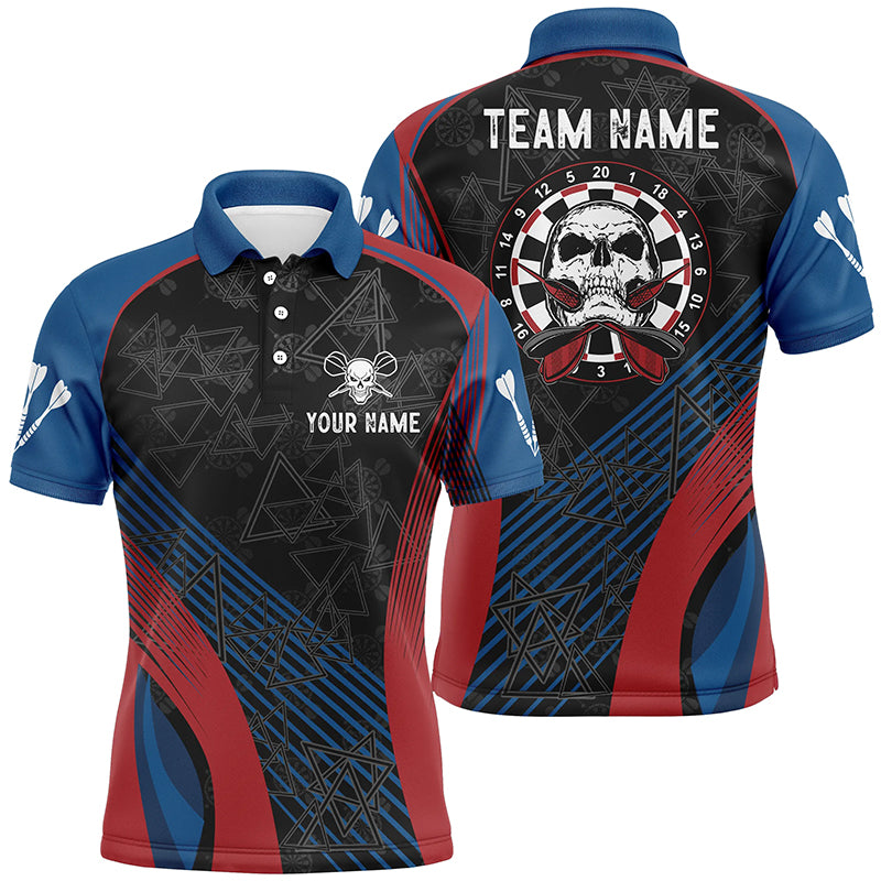 Blue Red Personalized Darts Polo Shirt Custom Skull Mens Dart Jerseys Cool Dart Shirts LDT0817