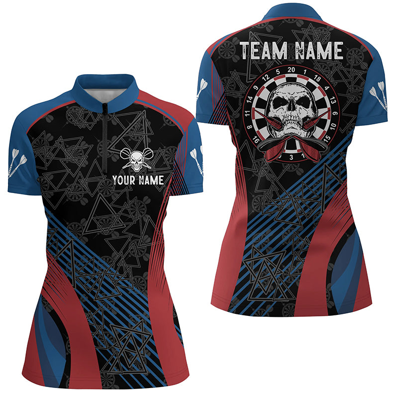 Blue Red Personalized Darts Quarter-Zip Shirt Custom Skull Women Dart Shirts Dart Jersey LDT0817