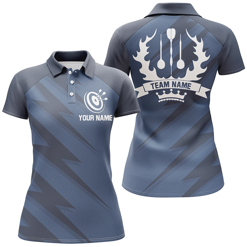 Customized Womens Navy Lightning Basic Darts Polo Shirt Cool Darts Jersey For Women LDT0318