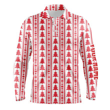 Load image into Gallery viewer, Red Christmas Trees & Garlands Flat Mens Golf Polo Shirts Customized Golf Shirts For Men LDT0639