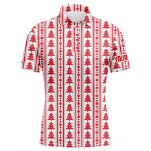 Load image into Gallery viewer, Red Christmas Trees & Garlands Flat Mens Golf Polo Shirts Customized Golf Shirts For Men LDT0639