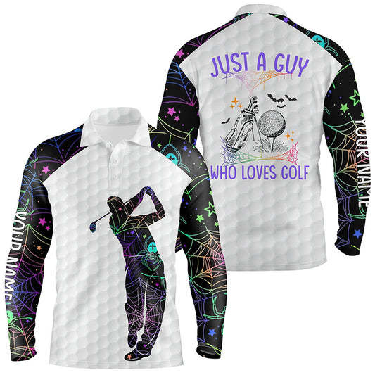 Mens Halloween Golf Shirts, Multicolor Spider Web Golf Shirts For Men, Best Halloween Golf Gifts LDT0110
