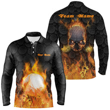 Load image into Gallery viewer, Mens Fire Flame Golf Polo Shirts Customized Orange Skull Golf Shirts For Men, Best Golf Gifts LDT0175