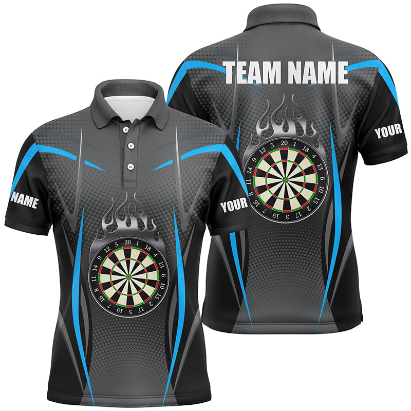 Blue Grey Sports Style Mens Darts Polo Shirt Custom Darts Shirt For Men Dart Jerseys LDT1382