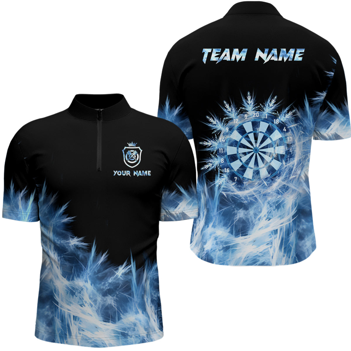Ice Blue Light Darts Quarter Zip Shirt Customized Darts Shirt For Men Darts Team Jersey LDT0631