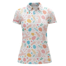 Load image into Gallery viewer, Colorful Easter Eggs & Bunnies Womens Golf Polo Shirt Custom Easter Funny Golf Tops For Women LDT1339