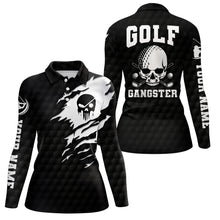 Load image into Gallery viewer, Golf Gangster Skull Polo Shirt Custom Black White Golf Pattern Scary Golf Shirts For Women LDT0373