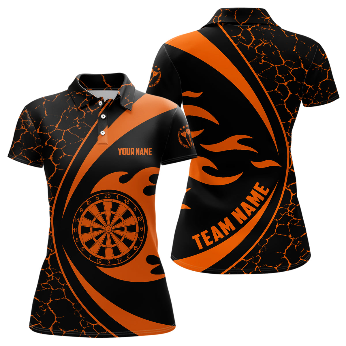 Personalized Orange Fire Flame Darts Women Polo Shirt Darts Shirt For Women Darts Jersey LDT0711