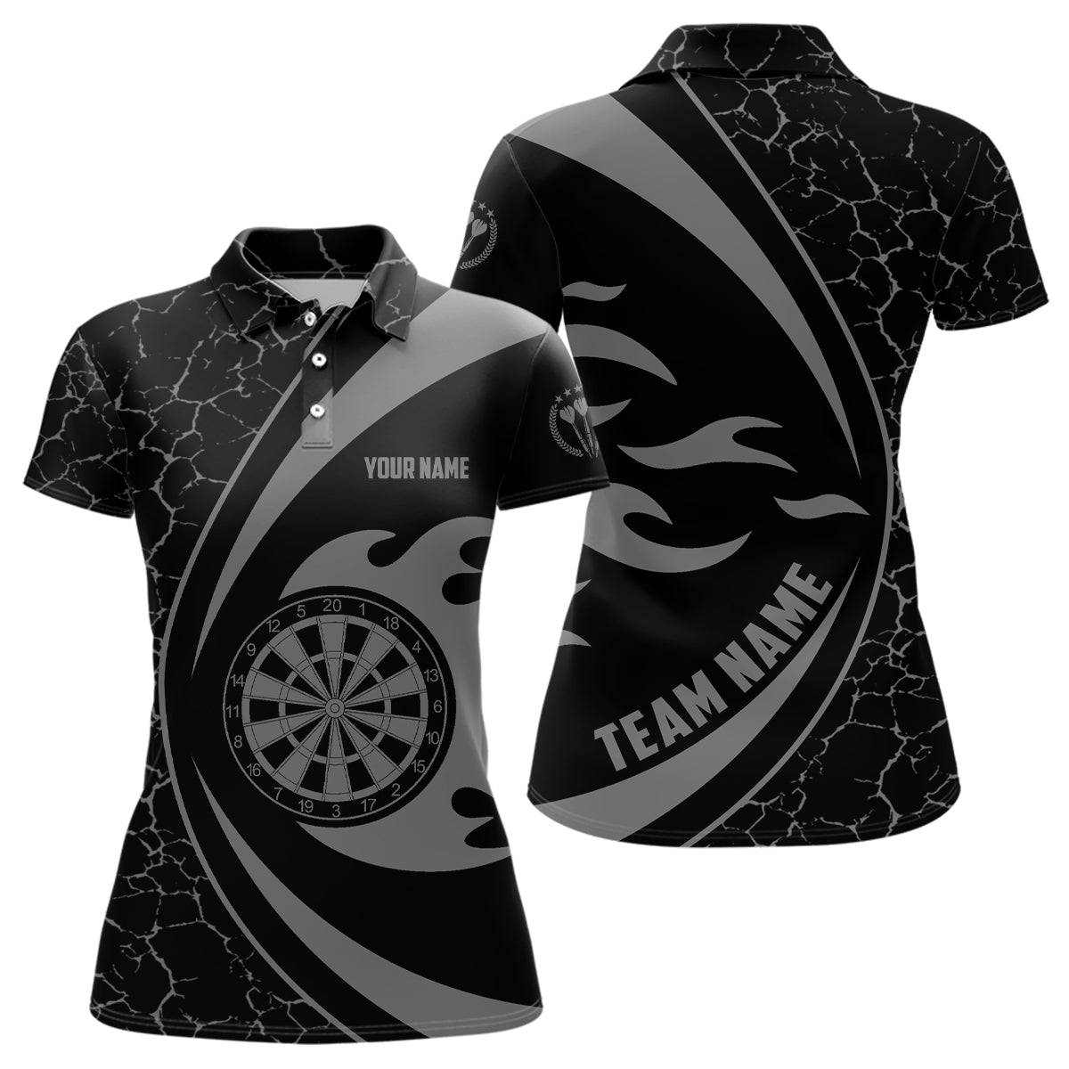Personalized Grey Fire Flame Darts Polo Shirt Darts Shirt For Women Darts Team Jersey LDT0713