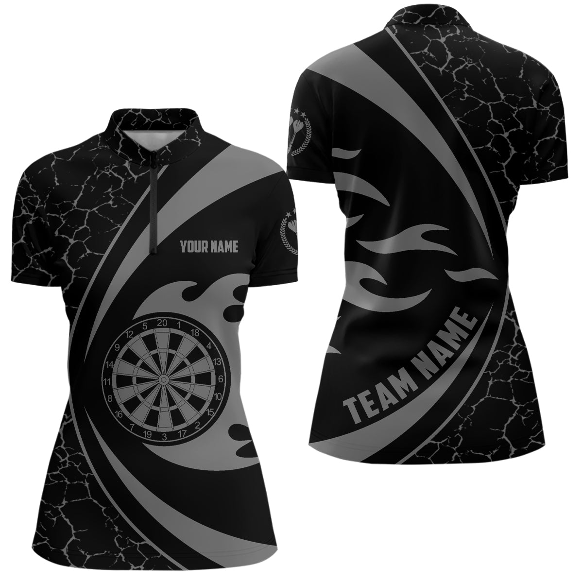 Personalized Grey Fire Flame Dart Quarter-Zip Shirt Darts Shirt For Women Dart Team Jersey LDT0713