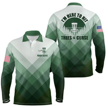 Load image into Gallery viewer, I'm Here To Hit Trees & Curse Green Mens Disc Golf Shirt Custom Geometric Disc Golf Tops For Men LDT0516