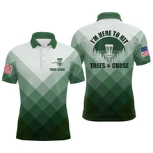 Load image into Gallery viewer, I'm Here To Hit Trees & Curse Green Mens Disc Golf Shirt Custom Geometric Disc Golf Tops For Men LDT0516
