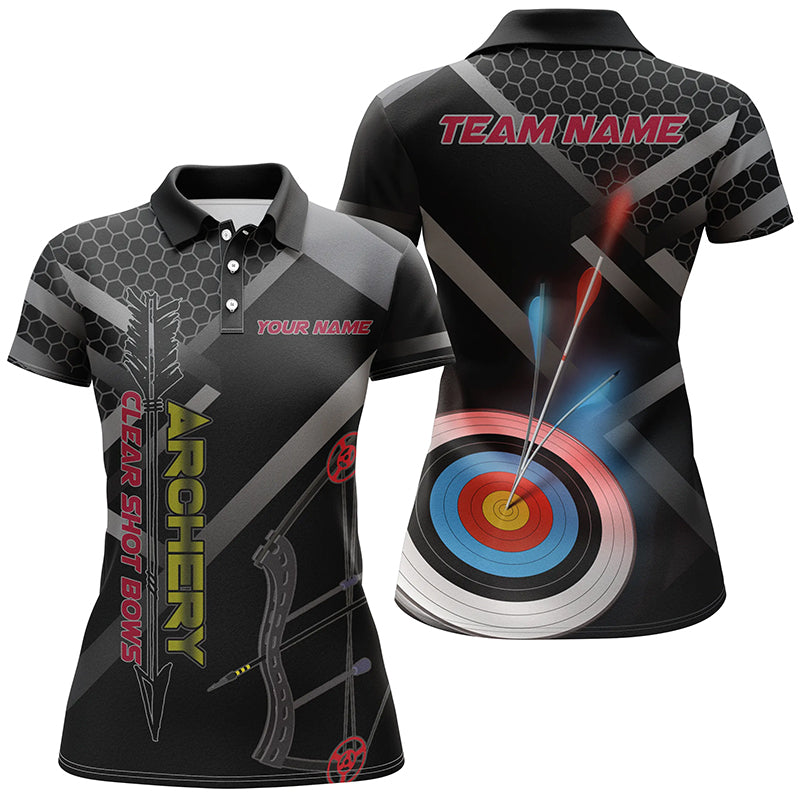 Personalized Clear Shot Bows 3D Target Archery Polo Shirts For Women, Custom Archery Team Shirts VHM0659
