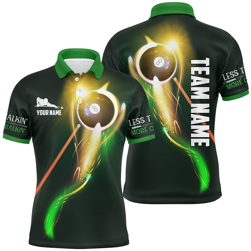 Personalized Less Talkin' More Chalkin' Billiard 3D Polo Shirts For Men, 8 Ball Billiards Jerseys VHM0222