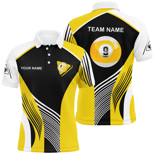 Personalized 9 Ball Pool Billiards Polo Shirts For Men Custom 9 Ball Pool Shirts, Billiards Jerseys VHM0564