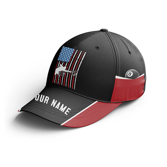 Personalized American Flag Black Red Billiards Hats For Players Billiards, Custom Top Hat Billiards VHM0362