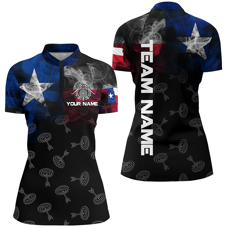 Personalized Vintage Smoke Texas Flag Archery Quarter-Zip Shirts For Women, Archery Targets Jerseys VHM0977