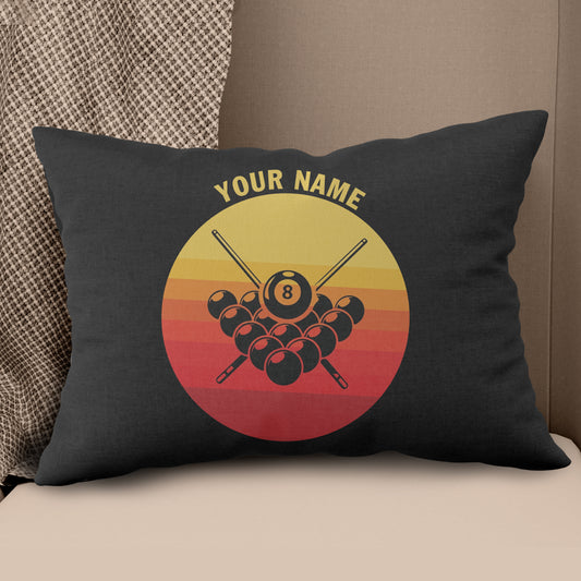 Personalized Vintage Sunset Billiard 8 Ball Pillow Custom Billiard Gifts VHM0825