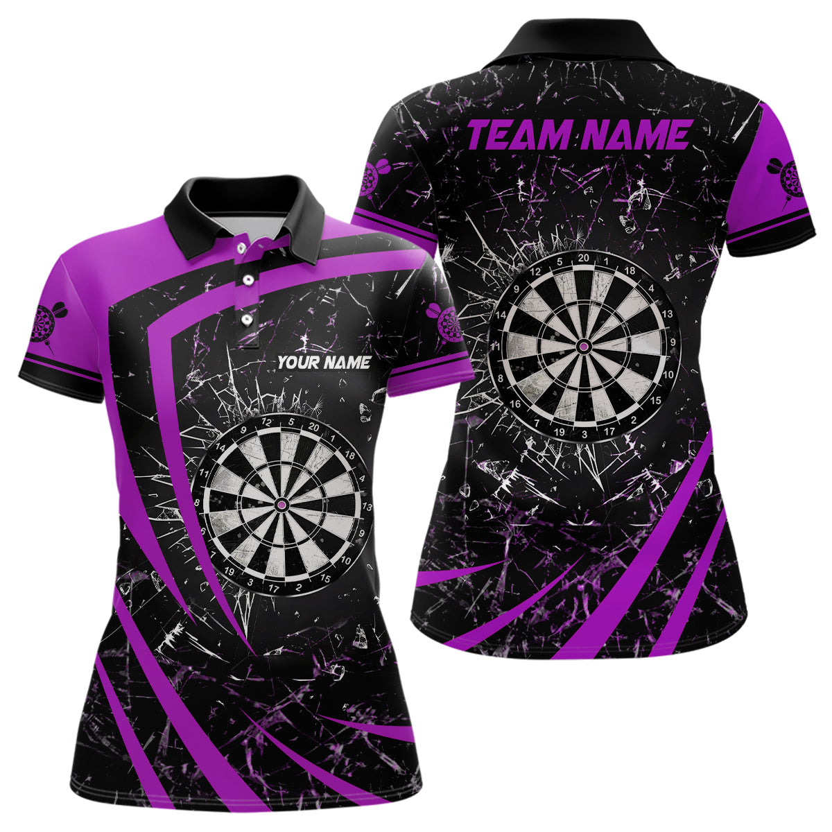 Personalized Purple Glass Break Dart Polo Shirts Custom Dart Shirts For Women Dart Team Shirts VHM1163