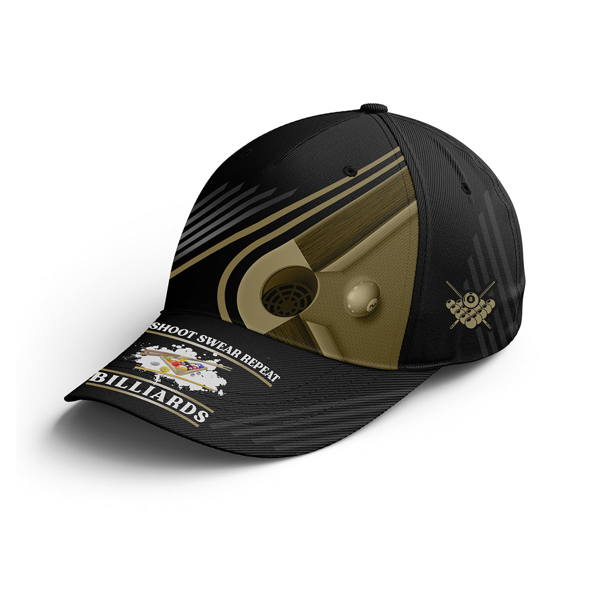 Personalized Customized Aim Shoot Swear Repeat Billiard Hats Cap For B