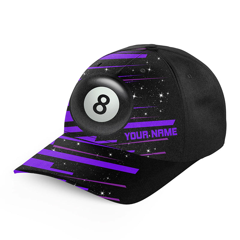 Purple 8 Ball Pool Billiard Jerseys Caps, Custom Name Top Hat Billiards For Pooler TDM0920