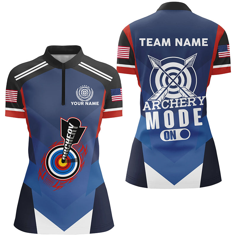 Archery Mode On 3D Target Personalized Women Quarter-Zip Shirts Best Archery Jerseys Shirts TDM0437