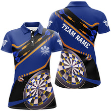 Load image into Gallery viewer, Personalized Blue Darts Tournament Polo & 1/4 Zip Shirts For Women Custom 3D Darts Board Team Jerseys TDM2951