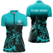 Load image into Gallery viewer, Turquoise Grunge Dart Polo & Quarter-Zip Shirts For Women Custom Retro Darts Board Team Dart Jerseys TDM2960