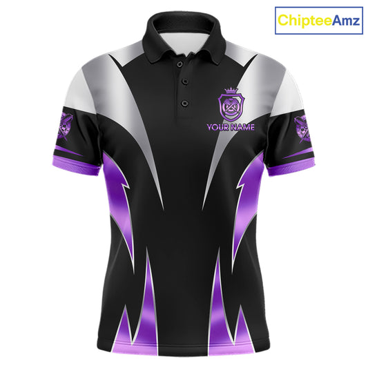 Personalized Crown Darts Shirt For Men Custom Darts Tournament Jersey Team Polo & 1/4 Zip |Purple TDM7849