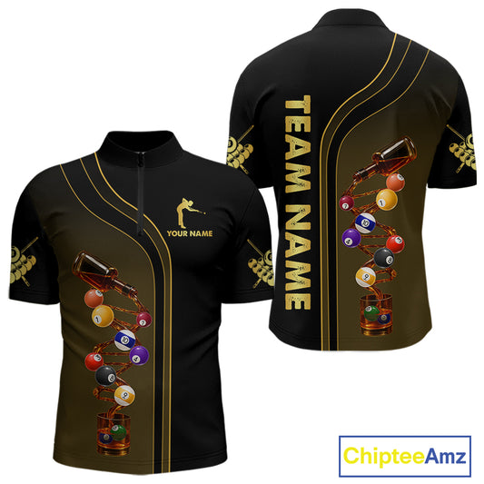 Funny DNA Wine Billiard Shirt For Men Custom Pool Team Shirts, Billiard Jersey Polo & Zip |Yellow TDM5193