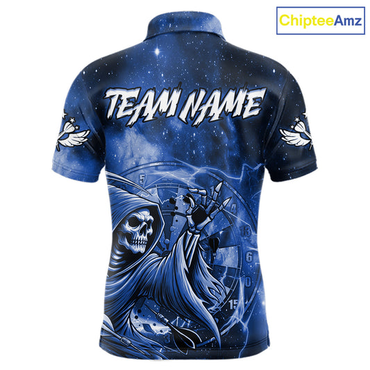 Blue Grim Reaper Galaxy Dart Shirt For Men Custom Darts Jersey Pocket Option TDM6082
