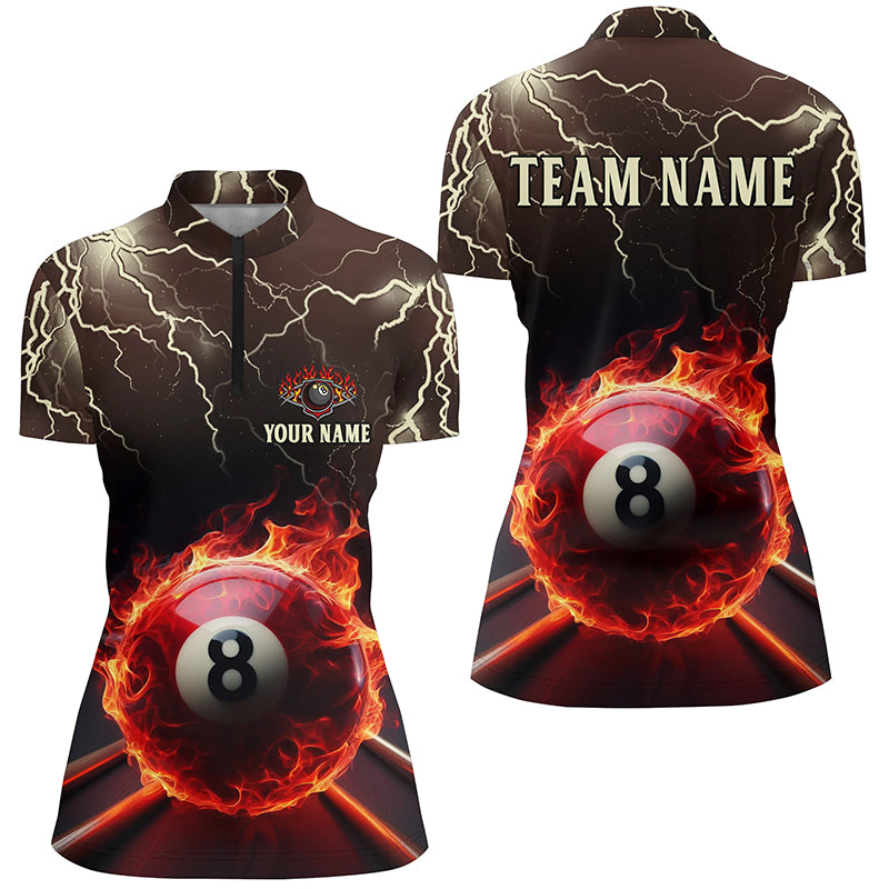 Customized Flame Lightning Ball 8 Women Water Zips Shirts Best Billiar ChipteeAmz