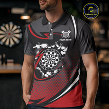 Load image into Gallery viewer, Funny Crack Dartboard Red Darts Polo & Quarter Zip Custom Darts Shirt For Men Darts Team Jersey TDM5006