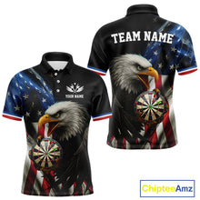 Load image into Gallery viewer, American Flag Eagle Darts Shirt For Men Custom Patriotic Darts Jersey Team Polo & Quarter Zip TDM5012
