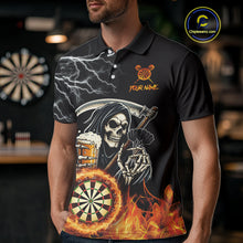 Load image into Gallery viewer, Personalized Grim Reaper Darts And Beer Flame Darts Shirt For Men Custom Funny Darts Team Jersey TDM5015