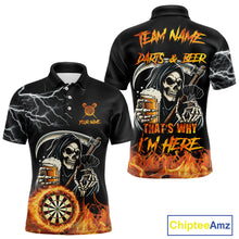Load image into Gallery viewer, Personalized Grim Reaper Darts And Beer Flame Darts Shirt For Men Custom Funny Darts Team Jersey TDM5015