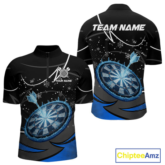 Blue Dartboard Frozen Ice Darts Shirt For Men Custom Darts Jersey Team Polo & Quarter Zip TDM5226