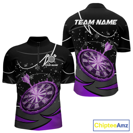 Purple Dartboard Frozen Ice Darts Shirt For Men Custom Darts Jersey Team Polo & Quarter Zip TDM5228