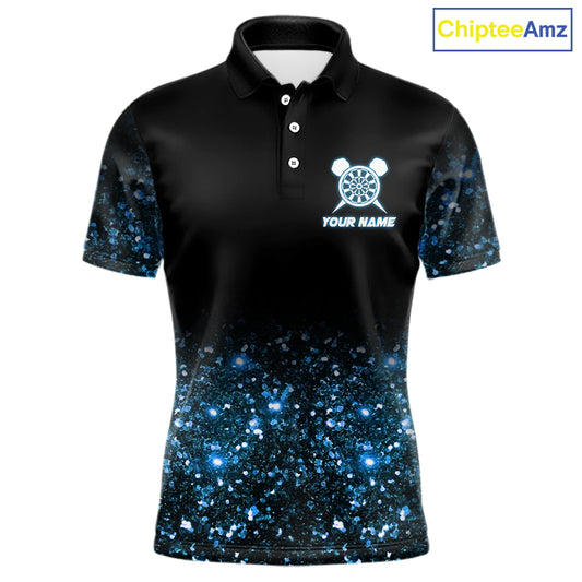 Black And Blue Custom Light Darts Polo & Quarter Zip For Men, Darts Jersey Team Outfit TDM5944