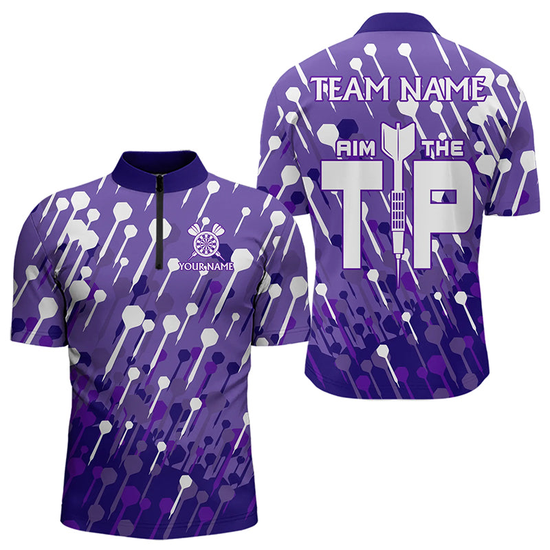 Aim The Tip Arrow Pattern Custom Dart Shirts For Men, Funny Dart Team Shirts Dart Jerseys | Purple TDM3247
