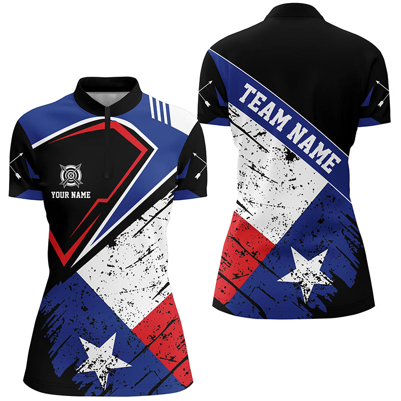 Personalized Archery Texas Flag Vintage Style Women Quarter-Zip Shirts, Texas Archery Shirts TDM0941