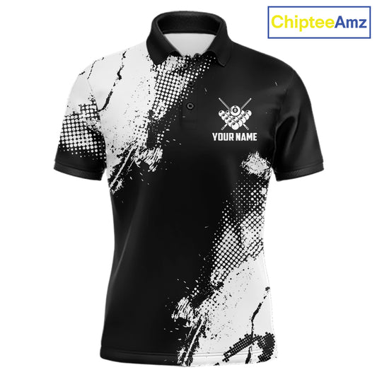 Black And White 8 Ball Billiard Jersey For Men Custom Billiard Tournament Shirt, Pool Team Jersey TDM7949