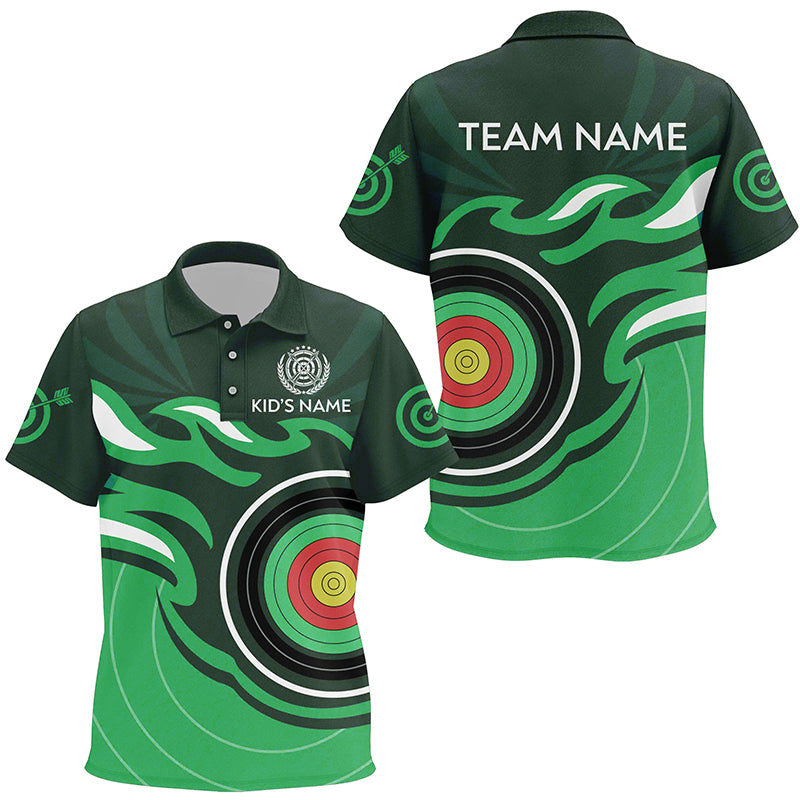 Personalized Green Archery Kid Polo Shirts, Archery Shirts For Team Jerseys TDM3035
