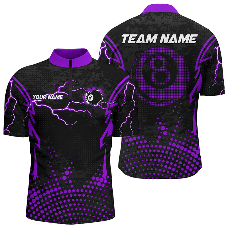 Personalized Purple 8 Ball Point Billiard Men Quarter-Zip Shirt Billiards Apparel Clothing TDM0949