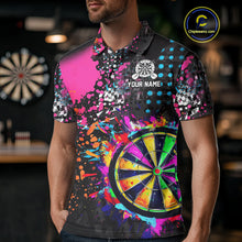 Load image into Gallery viewer, Personalized Colorful Grunge Funny Darts Shirt For Men Custom Darts Jersey Team Polo & 1/4 Zip TDM5068