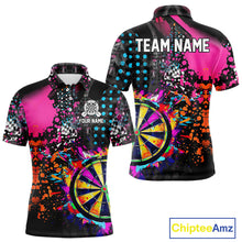 Load image into Gallery viewer, Personalized Colorful Grunge Funny Darts Shirt For Men Custom Darts Jersey Team Polo & 1/4 Zip TDM5068
