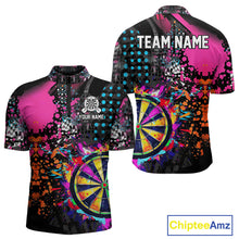 Load image into Gallery viewer, Personalized Colorful Grunge Funny Darts Shirt For Men Custom Darts Jersey Team Polo & 1/4 Zip TDM5068