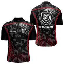 Load image into Gallery viewer, Black And Red Camo Dart Shirt With Pocket Option For Men Custom Darts Jersey TDM3787