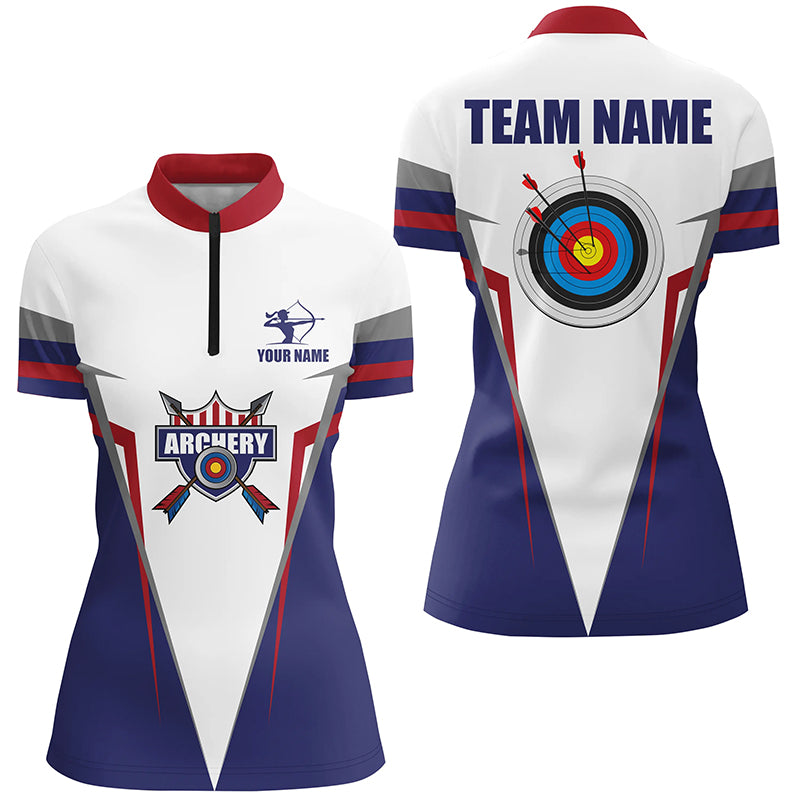 Customized Archery Jerseys Women Quarter-Zip Shirts Custom Gifts For Archery Team Lover TDM0430